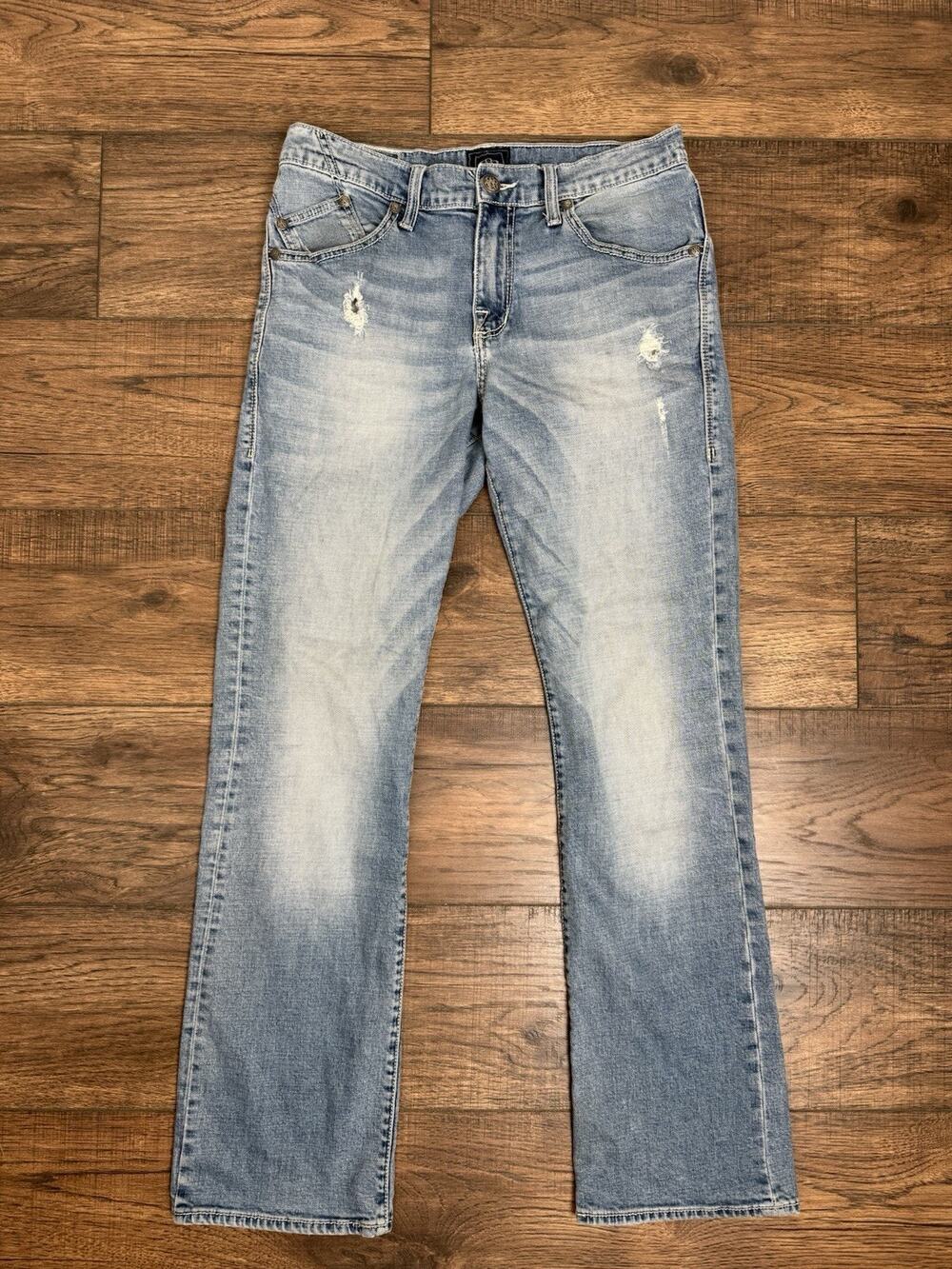 Rock & Republic Henley Bootcut Jeans Mens 32x32 Light Wash Distressed Blue Denim